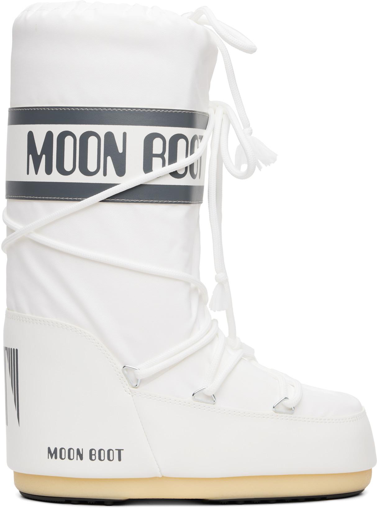 White Icon Nylon Boots by MOON BOOT