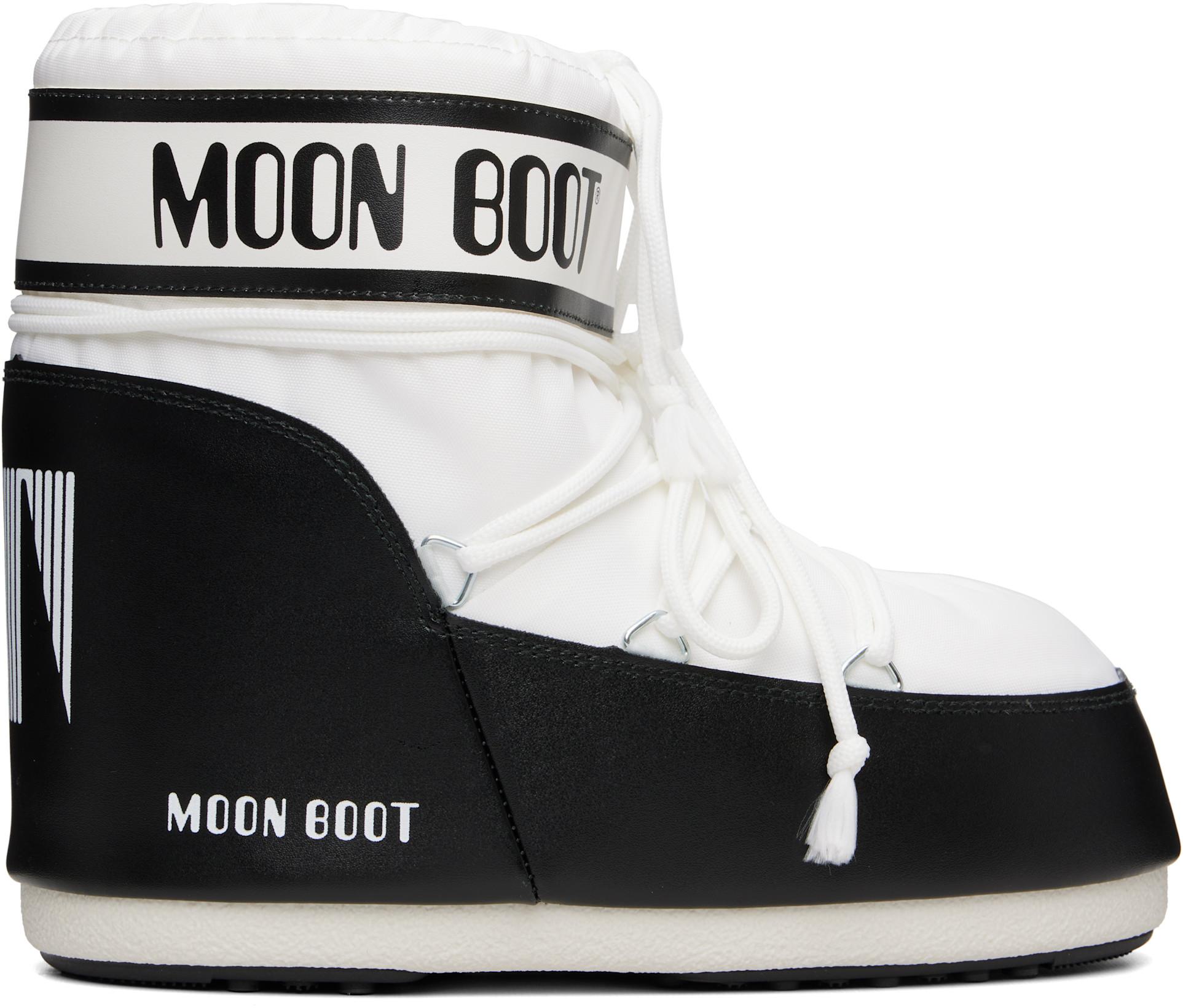 White & Black Icon Low Nylon Boots by MOON BOOT