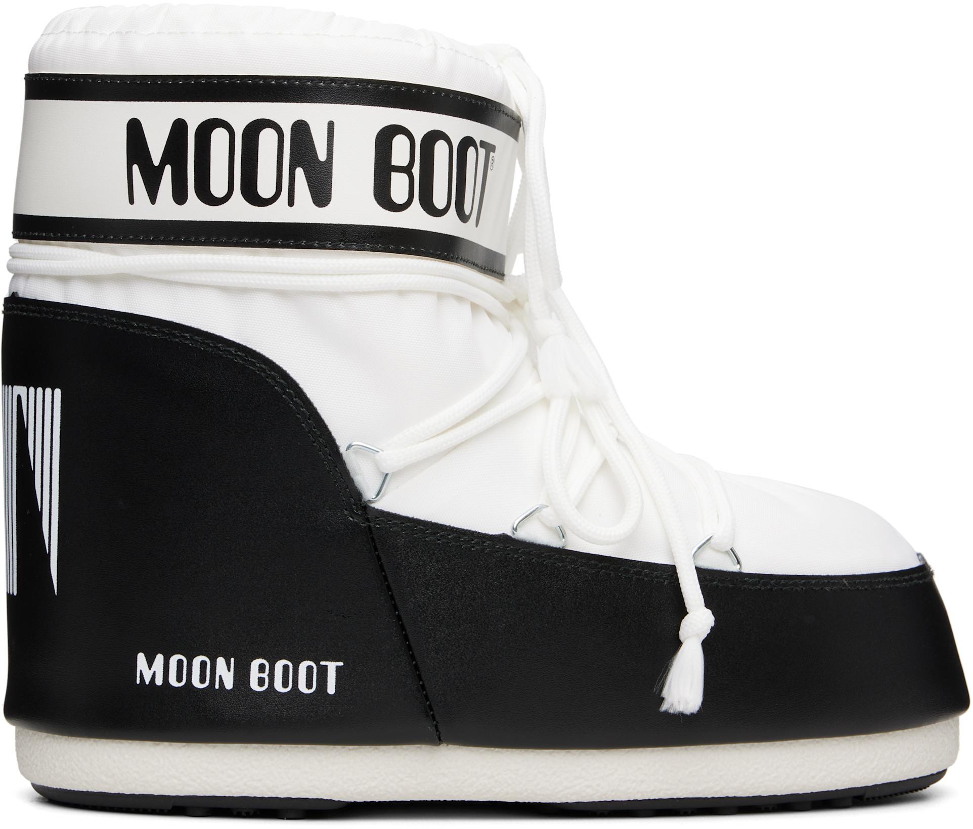 White & Black Icon Low Nylon Boots by MOON BOOT