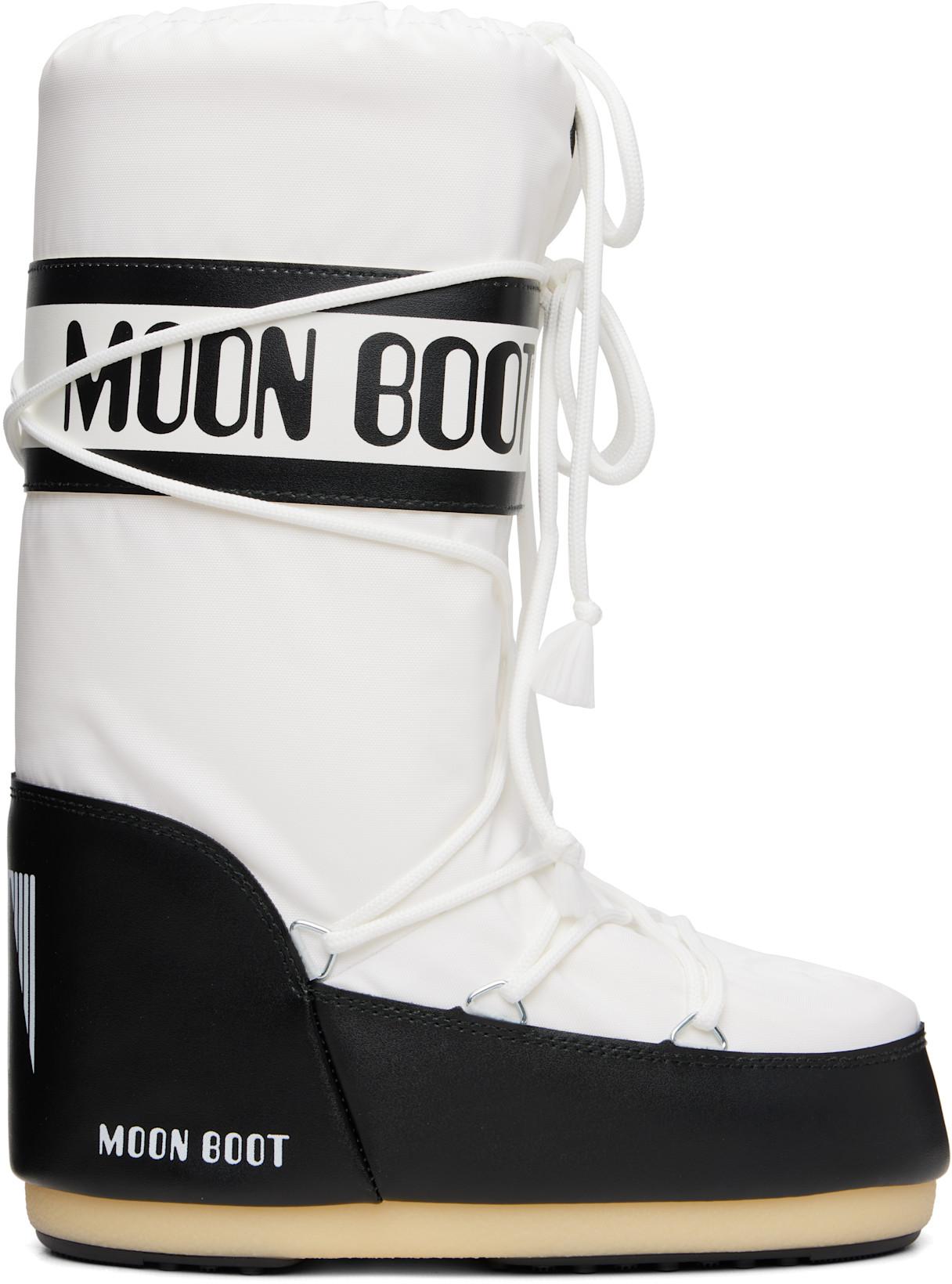 White & Black Icon Nylon Boots by MOON BOOT