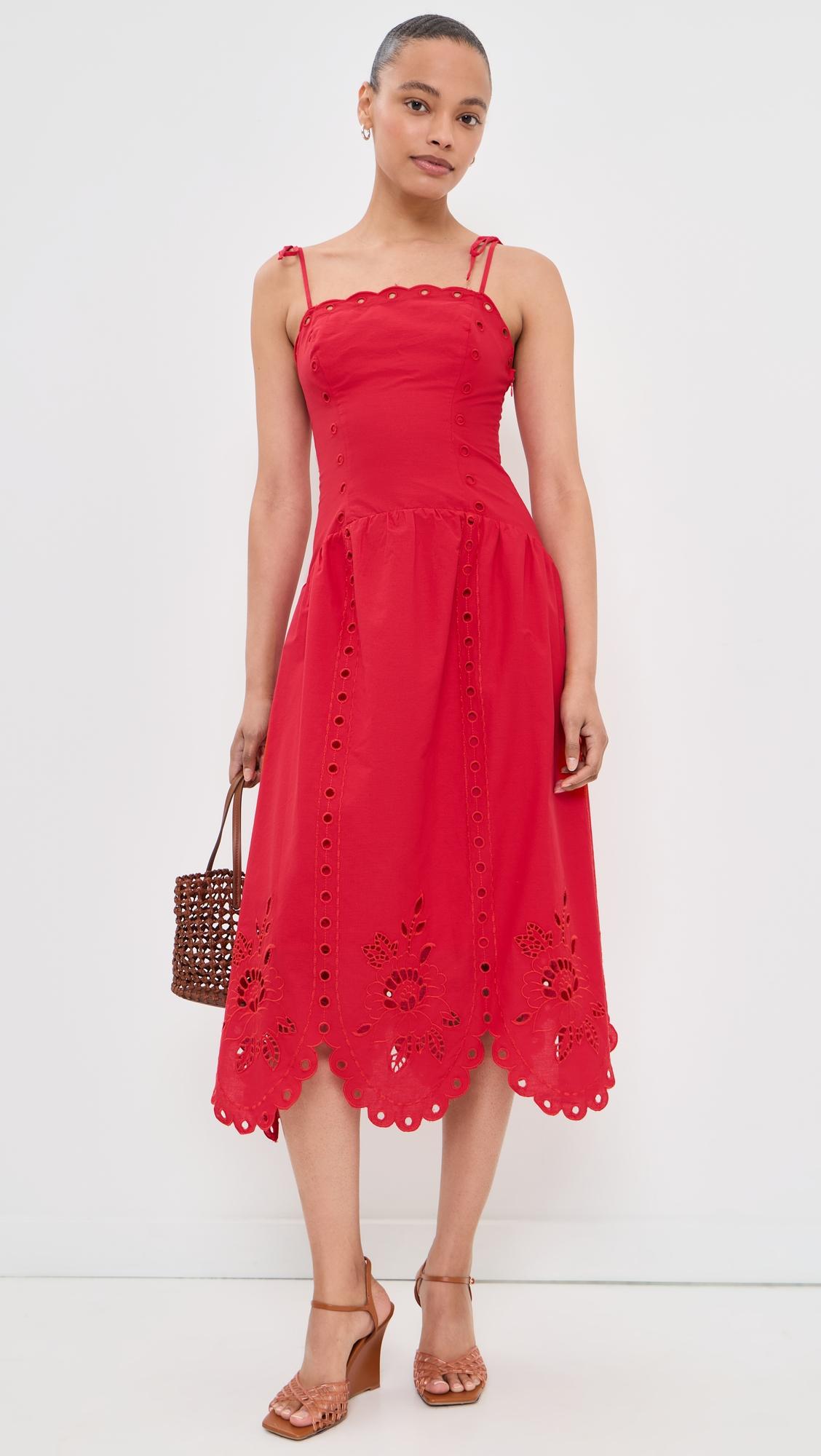 Eyelet Midi Dress by MOON RIVER
