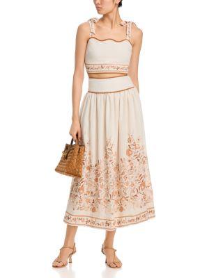 Floral Crop Top & Midi Skirt by MOON RIVER