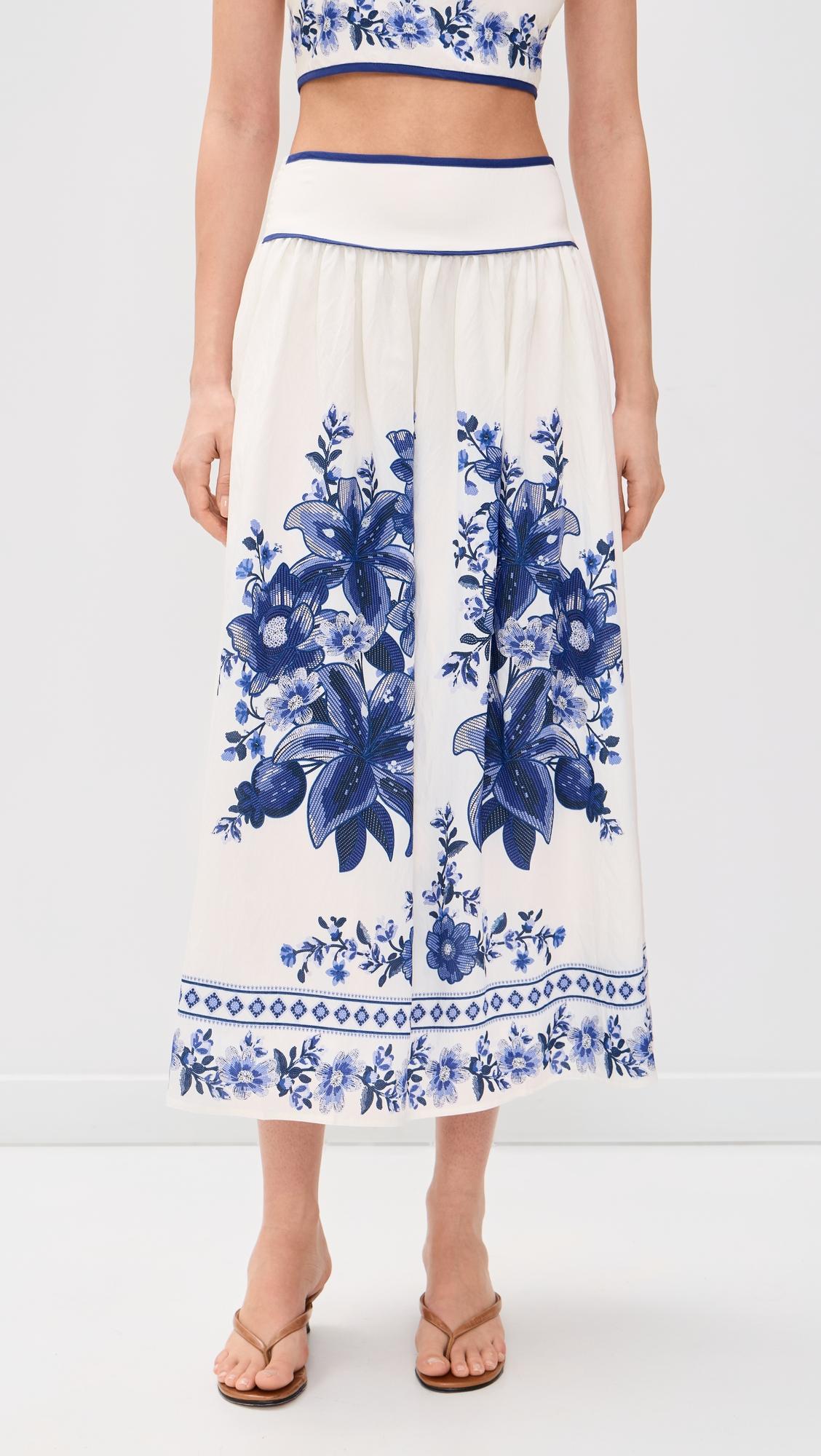 Floral Midi Skirt by MOON RIVER