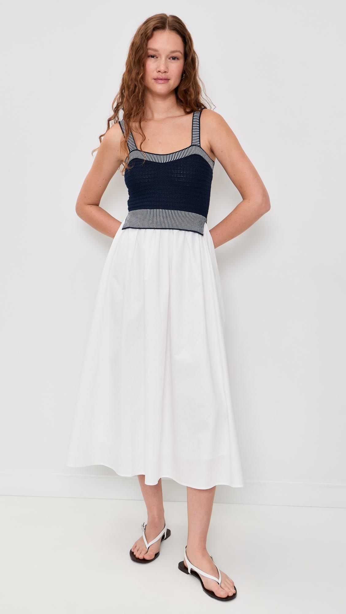 Mixed Media Knit Top Midi Dress by MOON RIVER