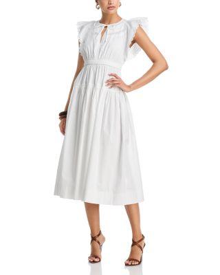 Ruffle Sleeve Midi Dress by MOON RIVER