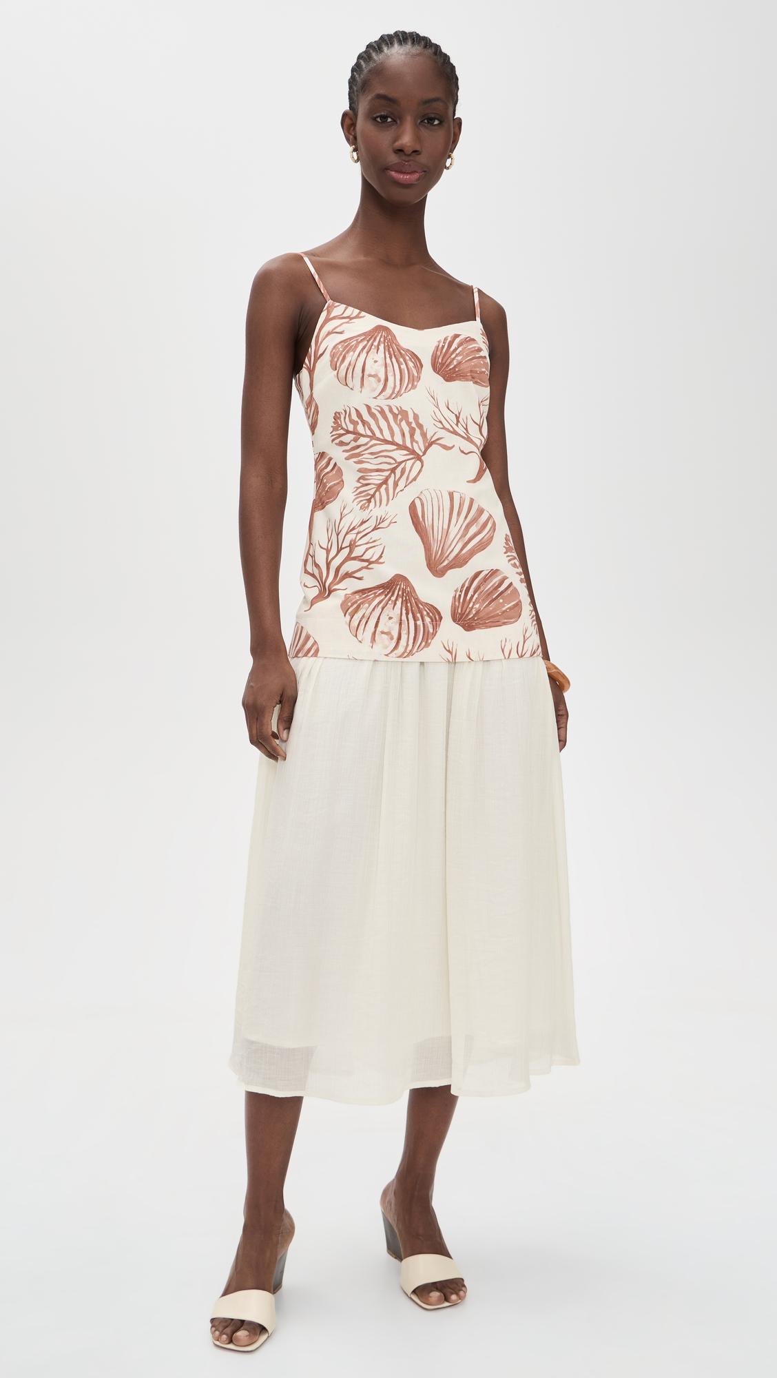 Spaghetti Strap Seashell Midi Dress by MOON RIVER