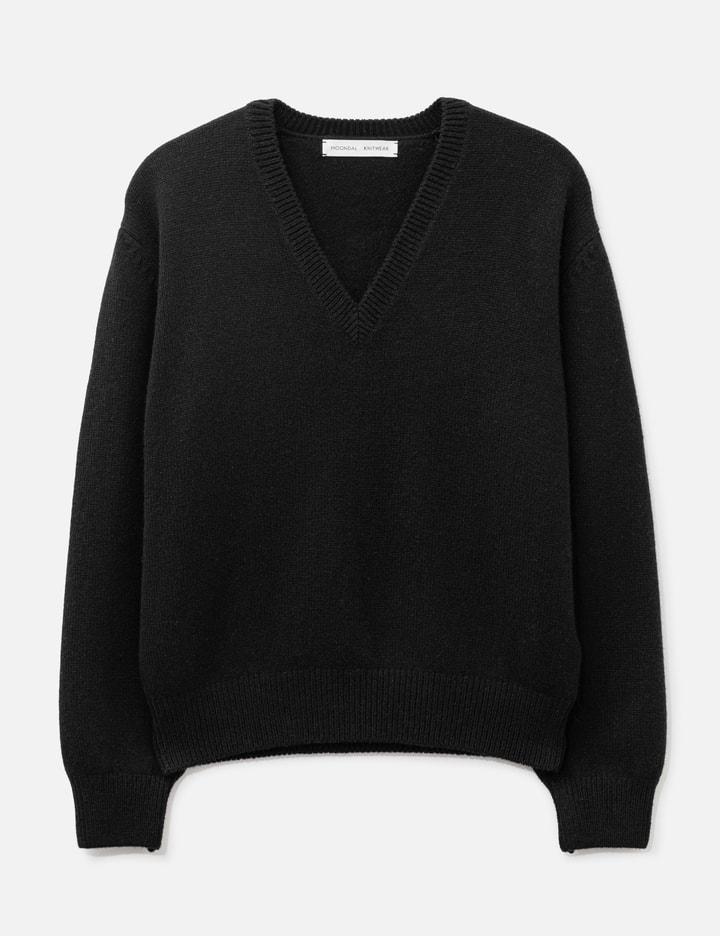 24 Deep V-Neck Knit In Black by MOONDAL
