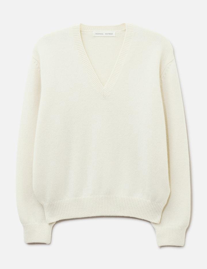 24 Deep V-Neck Knit In Ivory by MOONDAL