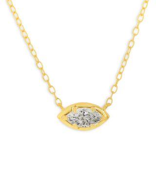 10K Yellow Gold Lab Grown Diamond Marquis Solitaire Pendant Necklace by MOON&MEADOW