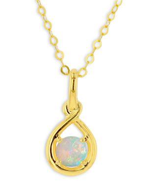 10K Yellow Opal Oval Pendant Necklace by MOON&MEADOW