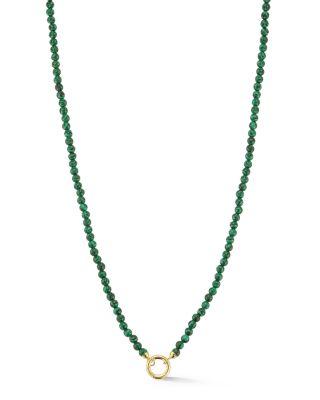 14 Yellow Gold Malachite Beaded Clip Bale Pendant Necklace by MOON&MEADOW