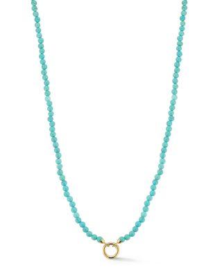 14 Yellow Gold Turquoise Beaded Clip Bale Pendant Necklace by MOON&MEADOW