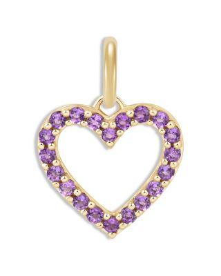 14K Yellow Gold Amethyst Heart Pendant by MOON&MEADOW
