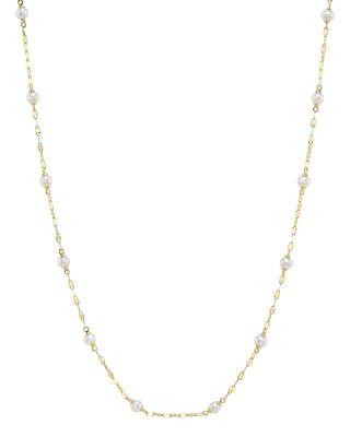 14K Yellow Gold Cultured Pearl Sparkle Chain Necklace by MOON&MEADOW