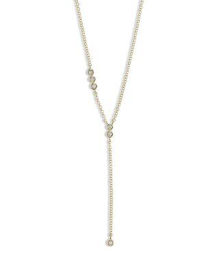 14K Yellow Gold Diamond Bezel Lariat Necklace by MOON&MEADOW