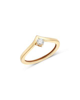 14K Yellow Gold Diamond Chevron Ring by MOON&MEADOW