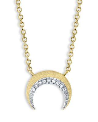 14K Yellow Gold Diamond Crescent Moon Matte Charm by MOON&MEADOW
