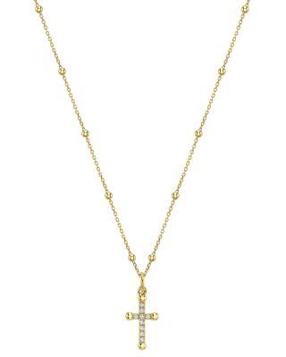 14K Yellow Gold Diamond Cross Necklace by MOON&MEADOW