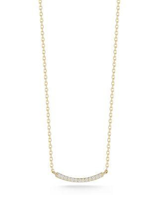 14K Yellow Gold Diamond Curved Bar Necklace by MOON&MEADOW