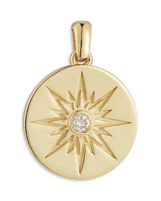 14K Yellow Gold Diamond Star Medallion Charm Pendant by MOON&MEADOW