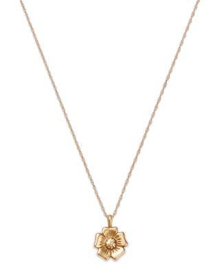 14K Yellow Gold Flower Pendant Necklace by MOON&MEADOW