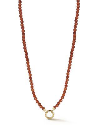 14K Yellow Gold Garnet Bead Circle Clasp Collar Necklace by MOON&MEADOW