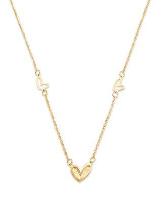 14K Yellow Gold Heart Pendant Necklace by MOON&MEADOW