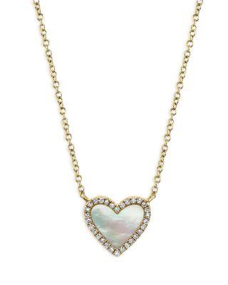 14K Yellow Gold Kate Stone Heart & Diamond Necklace Collection by MOON&MEADOW