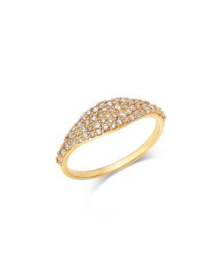 14K Yellow Gold Lab Grown Diamond Cluster Pinky Ring by MOON&MEADOW