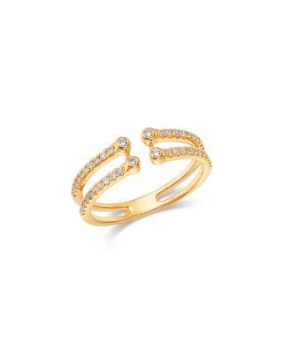 14K Yellow Gold Lab Grown Diamond Double Stack Cuff Ring by MOON&MEADOW