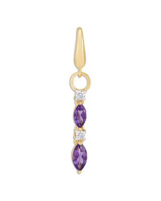 14K Yellow Gold Lab Grown Diamond & Amethyst Dangle Pendant by MOON&MEADOW