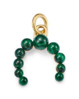 14K Yellow Gold Malachite Bead Curved Charm Pendant by MOON&MEADOW