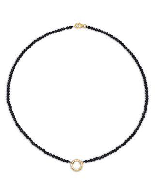 14K Yellow Gold Onyx Bead Charm Holder Necklace by MOON&MEADOW