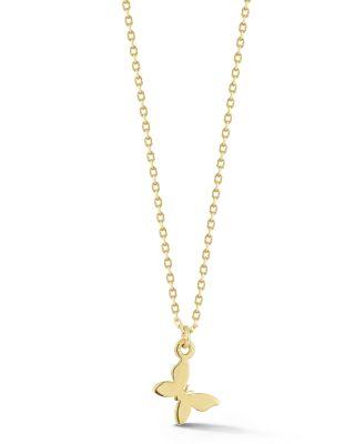 14K Yellow Gold Tiny Butterfly Pendant Necklace by MOON&MEADOW