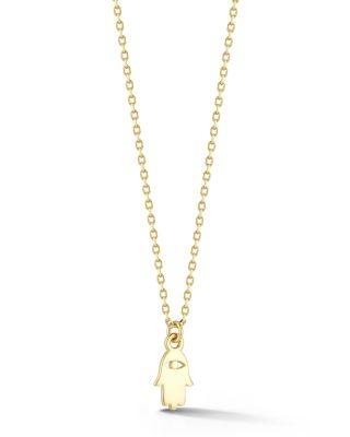 14K Yellow Gold Tiny Hamsa Hand Pendant Necklace by MOON&MEADOW