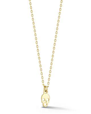 14K Yellow Gold Tiny Skull Pendant Necklace by MOON&MEADOW