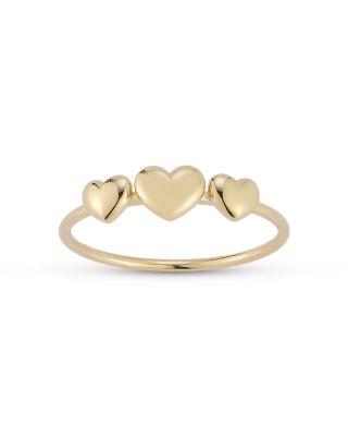 14K Yellow Gold Triple Heart Ring by MOON&MEADOW