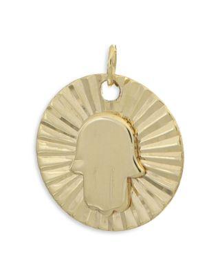 Bloomingdale's Hamsa Hand Charm Pendant in 14K Yellow Gold by MOON&MEADOW