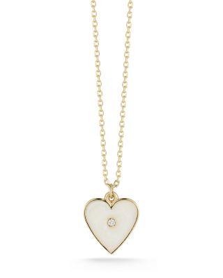 Diamond Heart Pendant Necklace in 14K Yellow Gold by MOON&MEADOW