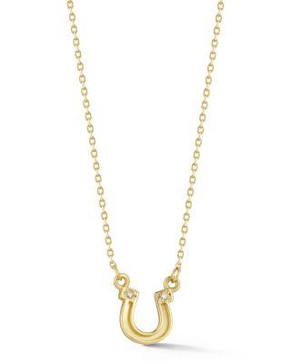 Diamond Horseshoe Pendant Necklace in 14K Yellow Gold by MOON&MEADOW