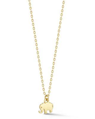 Tiny Elephant Pendant Necklace in 14K Yellow Gold by MOON&MEADOW
