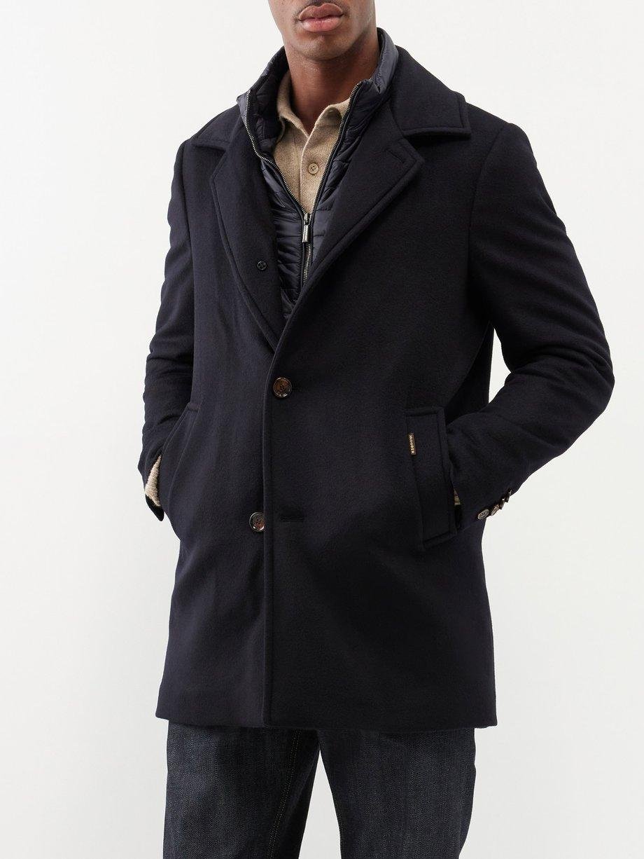 Monferrato detachable-liner wool-blend overcoat by MOORER