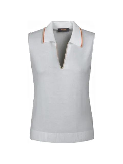 Shanqin-Cre sleeveless zip-up polo shirt by MOORER