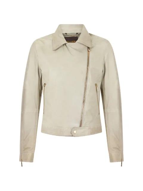 asymmetrical leather jacket by MOORER