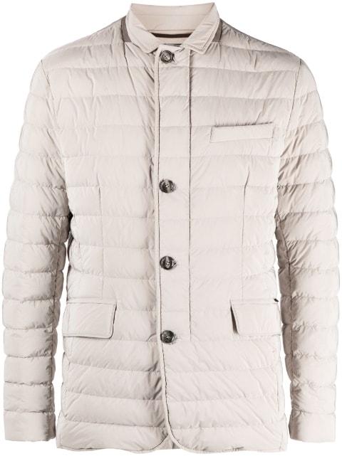 calf leather button-up coat by MOORER