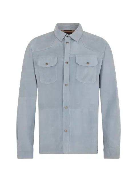 chest pockets leather shirt by MOORER