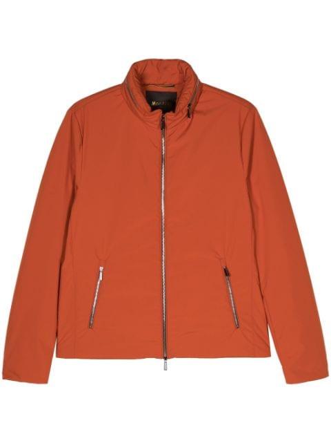 concealed-hood high-neck jacket by MOORER