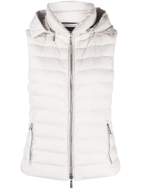 detachable-hood padded zip-up gilet by MOORER