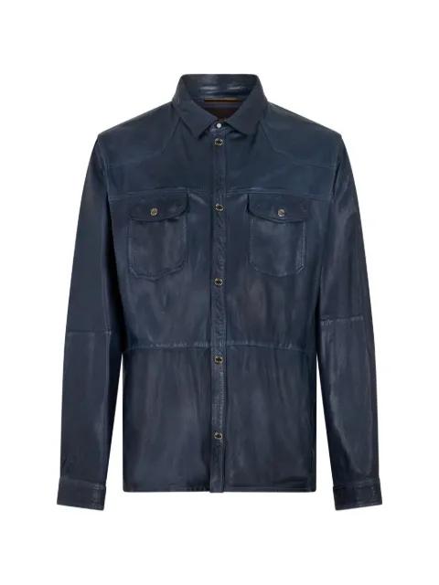 flap-pocket leather jacket by MOORER
