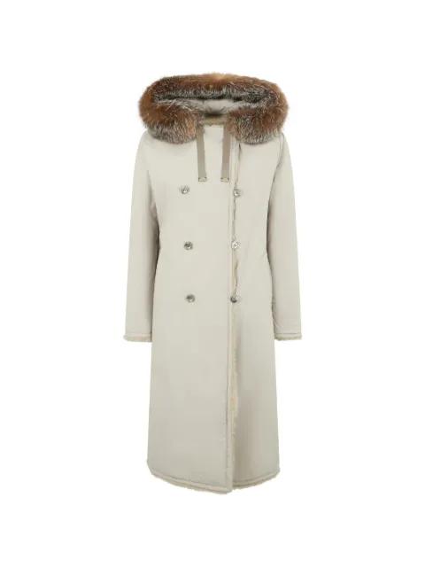 fur collar double-breasted coat by MOORER